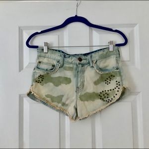 Free People Camo Cutoff Shorts